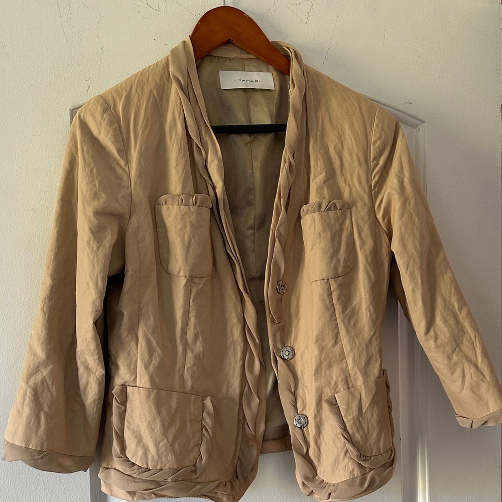Woman’s TAHARI Tan Jacket with Button Details